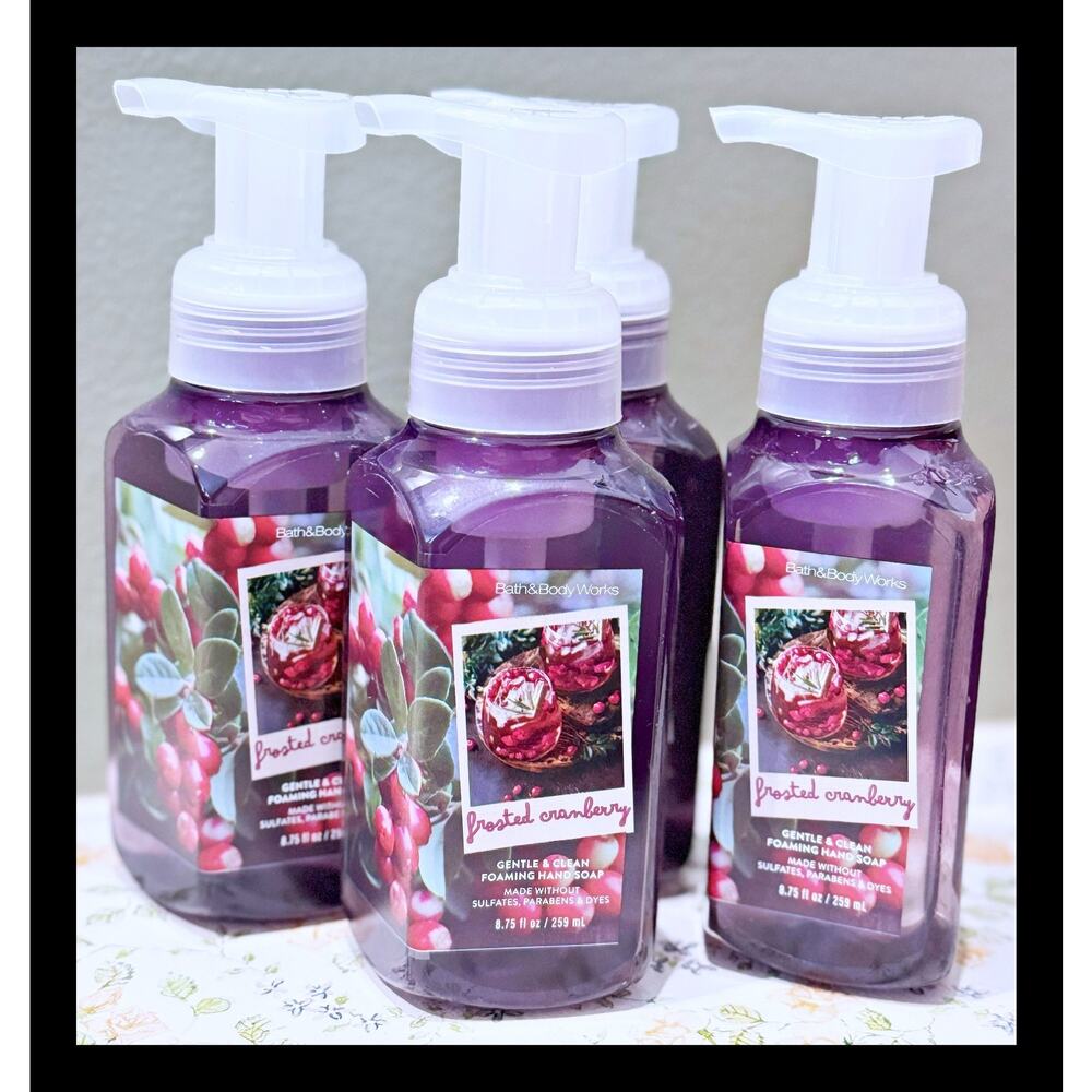 Bath & Body Works Frosted Cranberry 8.75oz Gentle Clean Foaming Hand Soap x4
